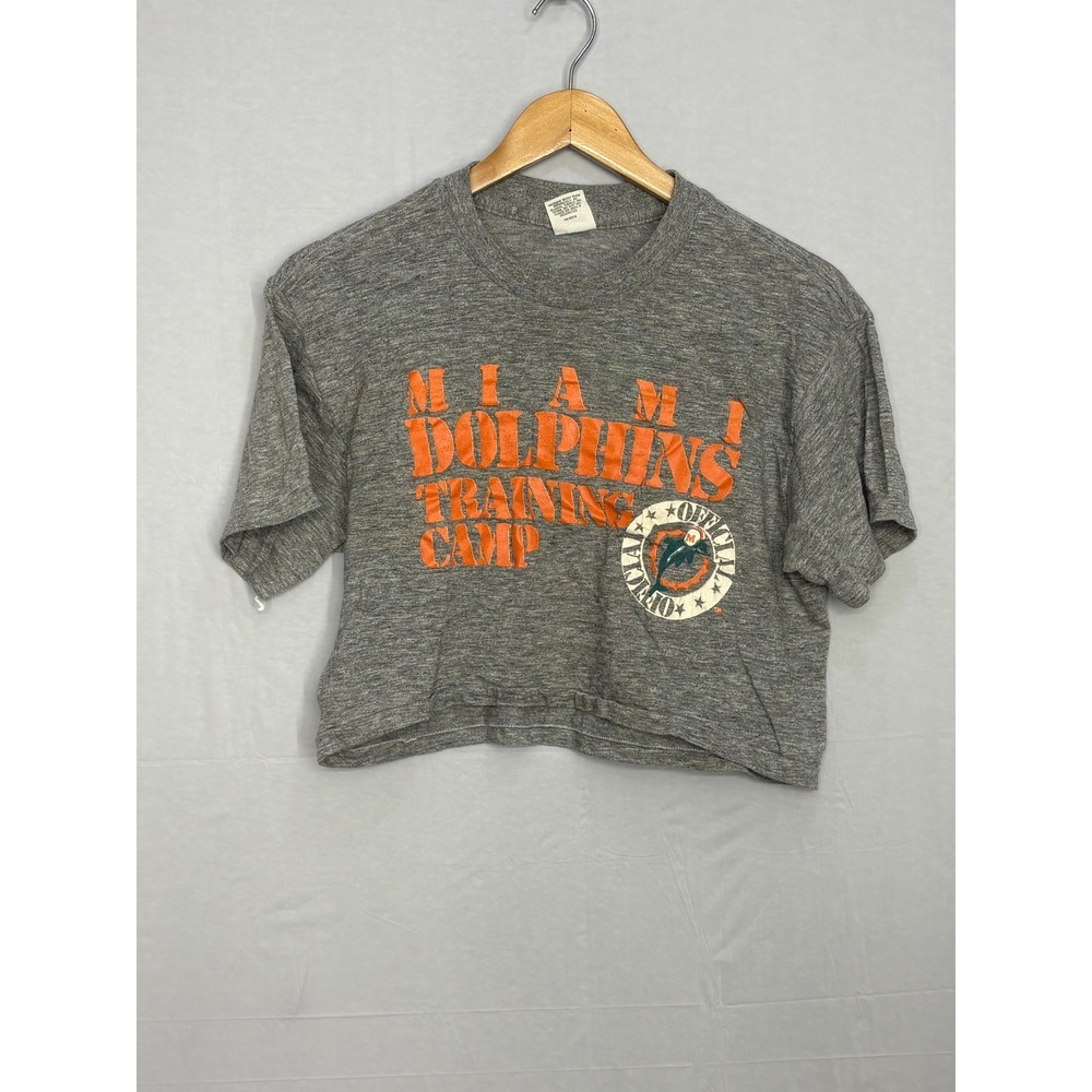 Miami Dolphins Training Camp Crop Top Tee Womens Gray Large Sportswear Vintage‎